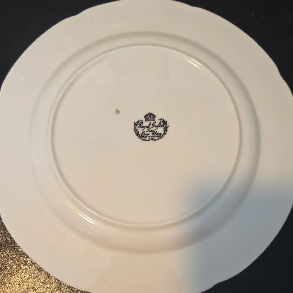 Royal Grafton Fine Bone China Floral Plate with Blue and Gold Accents